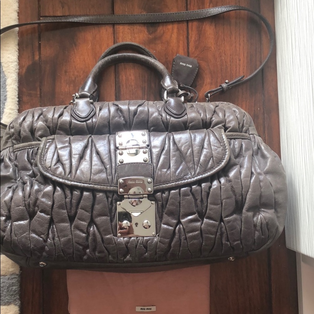 Mouth Miu gray leather bag